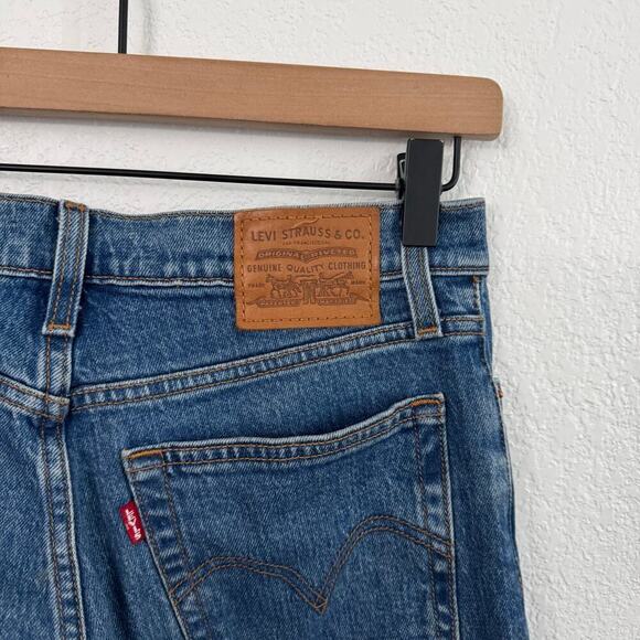 Levi's Wedgie High-Rise Button Fly Straight Crop Denim Jeans Jive Sound Blue 25 - Picture 10 of 13
